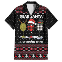 Santa Just Bring Wine Christmas Family Matching Off The Shoulder Long Sleeve Dress and Hawaiian Shirt Xmas Holiday Patterns - Wonder Print Shop