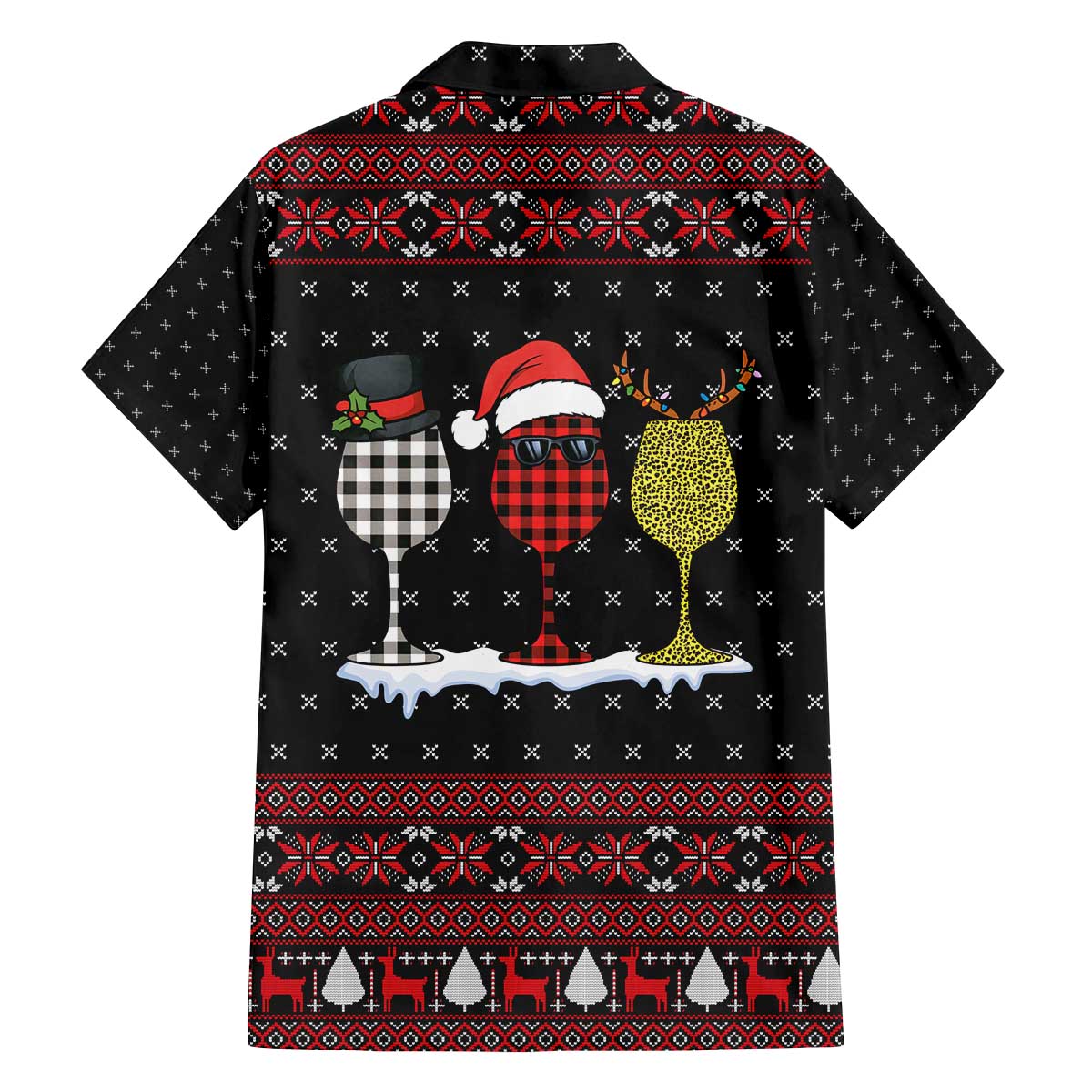 Santa Just Bring Wine Christmas Family Matching Off The Shoulder Long Sleeve Dress and Hawaiian Shirt Xmas Holiday Patterns - Wonder Print Shop