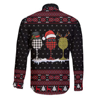 Santa Just Bring Wine Christmas Family Matching Off The Shoulder Long Sleeve Dress and Hawaiian Shirt Xmas Holiday Patterns - Wonder Print Shop