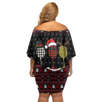 Santa Just Bring Wine Christmas Family Matching Off Shoulder Short Dress and Hawaiian Shirt Xmas Holiday Patterns - Wonder Print Shop