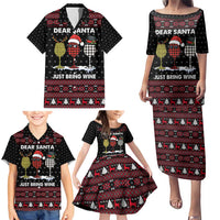Santa Just Bring Wine Christmas Family Matching Puletasi and Hawaiian Shirt Xmas Holiday Patterns - Wonder Print Shop
