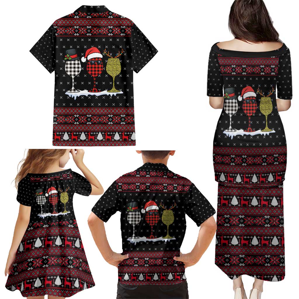 Santa Just Bring Wine Christmas Family Matching Puletasi and Hawaiian Shirt Xmas Holiday Patterns - Wonder Print Shop