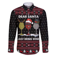 Santa Just Bring Wine Christmas Family Matching Puletasi and Hawaiian Shirt Xmas Holiday Patterns - Wonder Print Shop