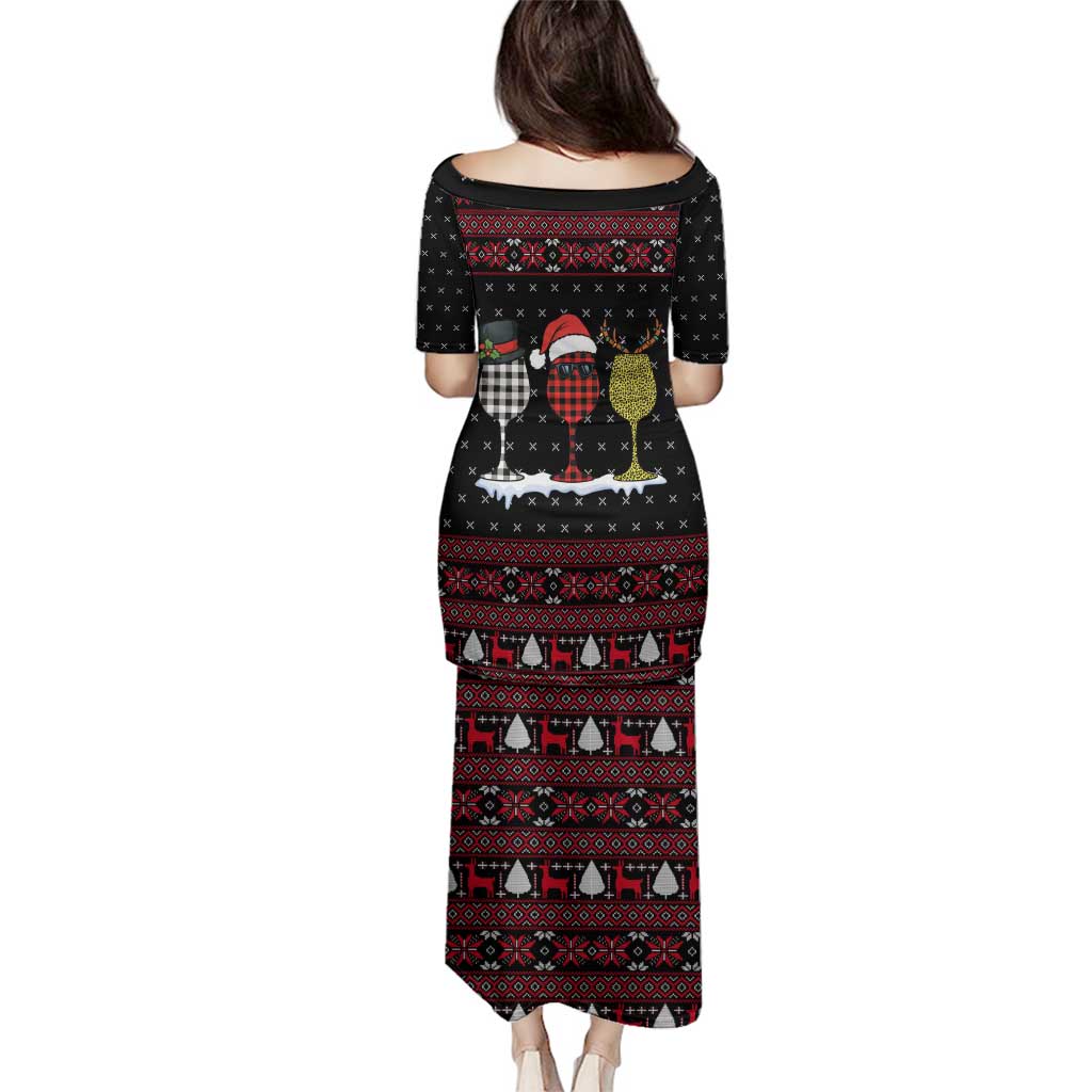 Santa Just Bring Wine Christmas Family Matching Puletasi and Hawaiian Shirt Xmas Holiday Patterns - Wonder Print Shop
