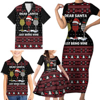Santa Just Bring Wine Christmas Family Matching Short Sleeve Bodycon Dress and Hawaiian Shirt Xmas Holiday Patterns - Wonder Print Shop