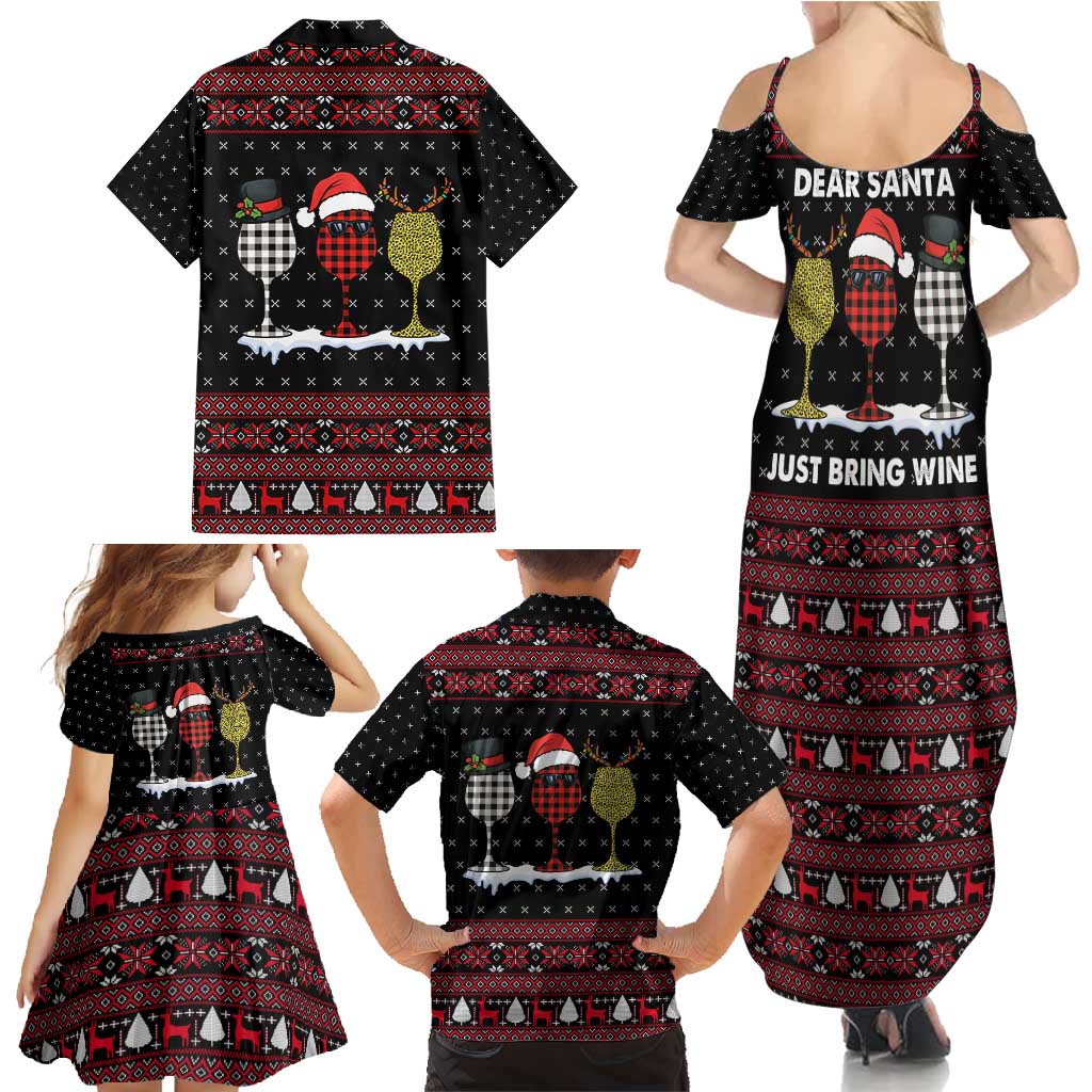 Santa Just Bring Wine Christmas Family Matching Summer Maxi Dress and Hawaiian Shirt Xmas Holiday Patterns - Wonder Print Shop