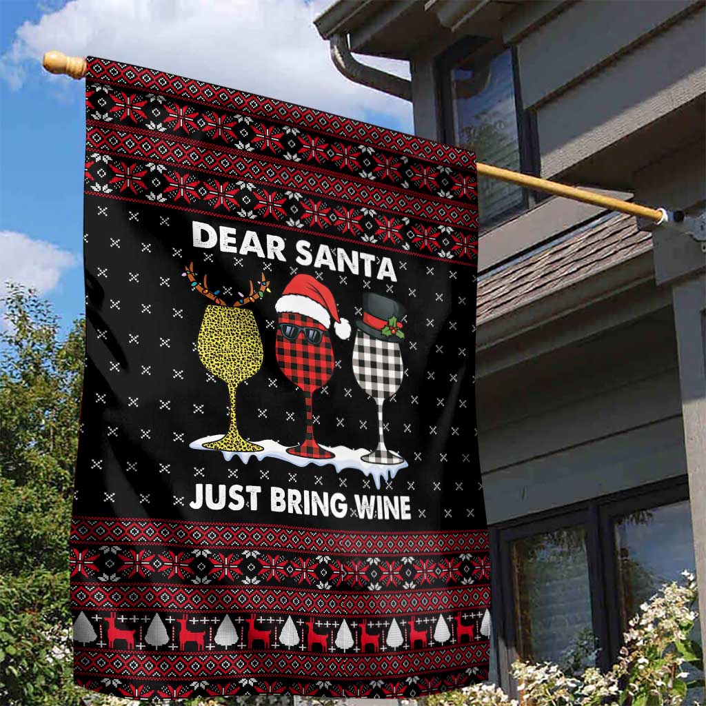 Santa Just Bring Wine Christmas Garden Flag Xmas Holiday Patterns - Wonder Print Shop