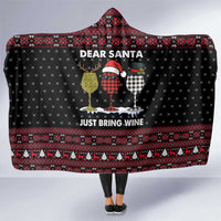 Santa Just Bring Wine Christmas Hooded Blanket Xmas Holiday Patterns - Wonder Print Shop