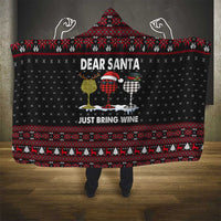 Santa Just Bring Wine Christmas Hooded Blanket Xmas Holiday Patterns - Wonder Print Shop