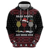 Santa Just Bring Wine Christmas Hoodie Xmas Holiday Patterns - Wonder Print Shop