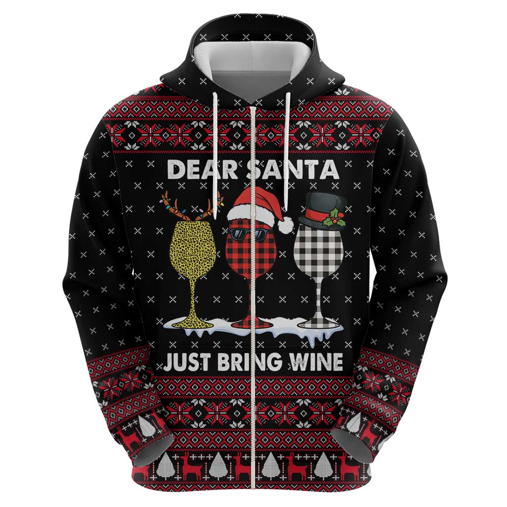 Santa Just Bring Wine Christmas Hoodie Xmas Holiday Patterns - Wonder Print Shop