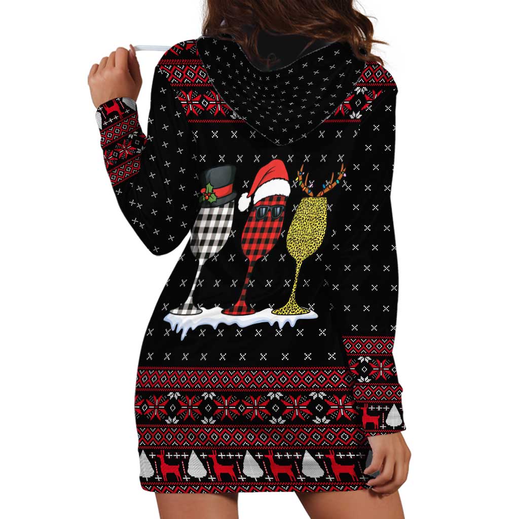 Santa Just Bring Wine Christmas Hoodie Dress Xmas Holiday Patterns - Wonder Print Shop
