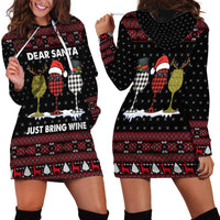 Santa Just Bring Wine Christmas Hoodie Dress Xmas Holiday Patterns - Wonder Print Shop