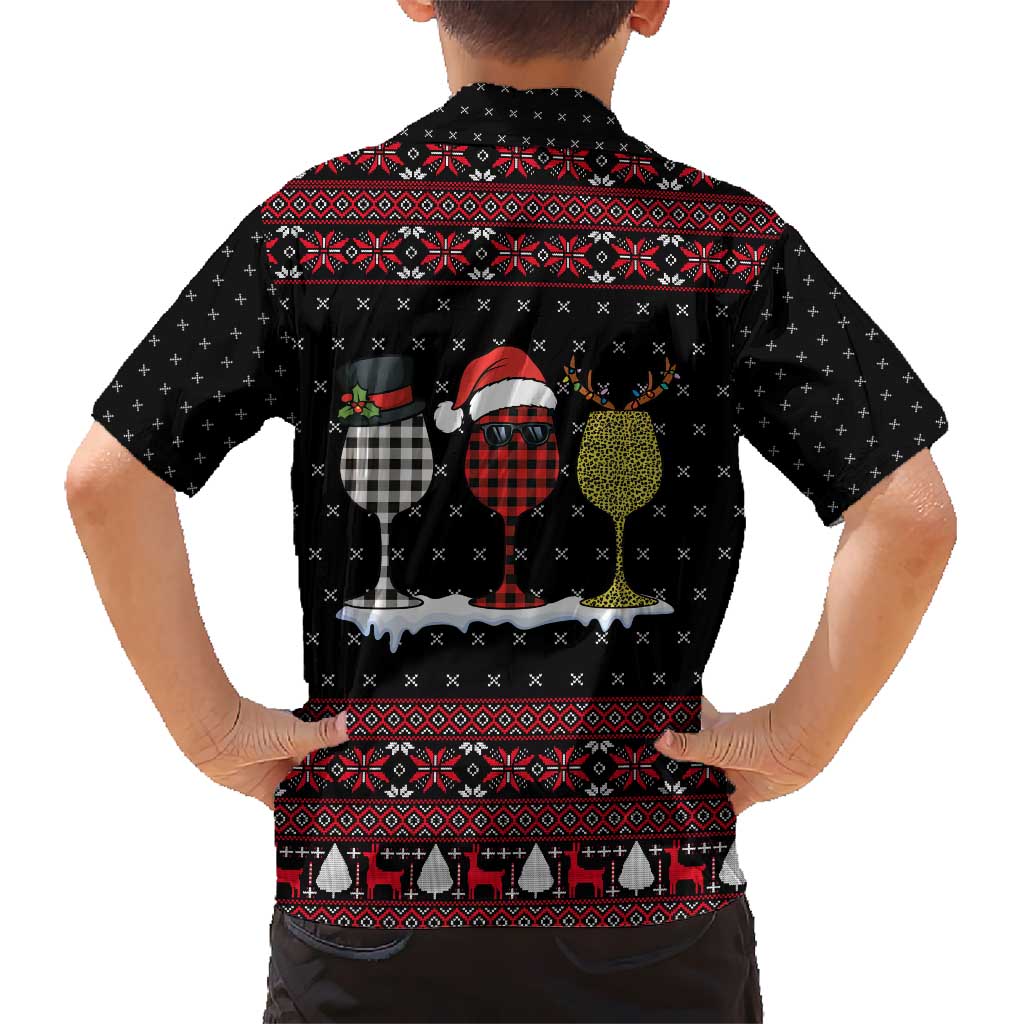 Santa Just Bring Wine Christmas Kid Hawaiian Shirt Xmas Holiday Patterns - Wonder Print Shop