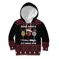 Santa Just Bring Wine Christmas Kid Hoodie Xmas Holiday Patterns - Wonder Print Shop