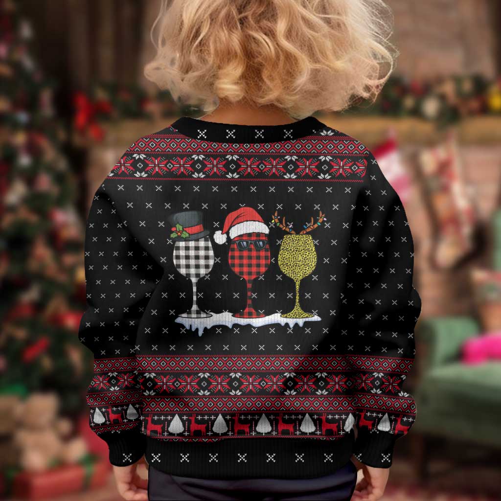 Santa Just Bring Wine Christmas Kid Ugly Christmas Sweater Xmas Holiday Patterns - Wonder Print Shop