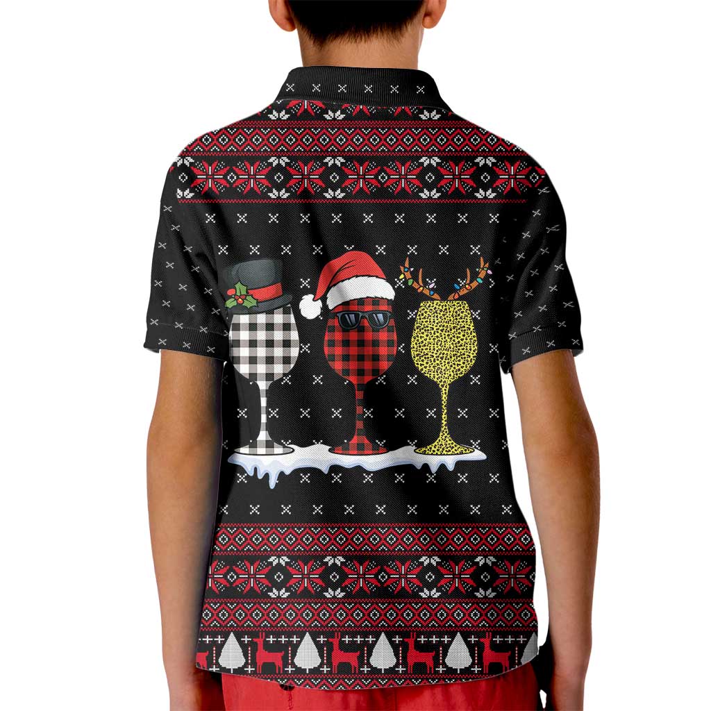Santa Just Bring Wine Christmas Kid Polo Shirt Xmas Holiday Patterns - Wonder Print Shop