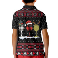 Santa Just Bring Wine Christmas Kid Polo Shirt Xmas Holiday Patterns - Wonder Print Shop