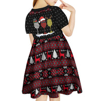 Santa Just Bring Wine Christmas Kid Short Sleeve Dress Xmas Holiday Patterns - Wonder Print Shop