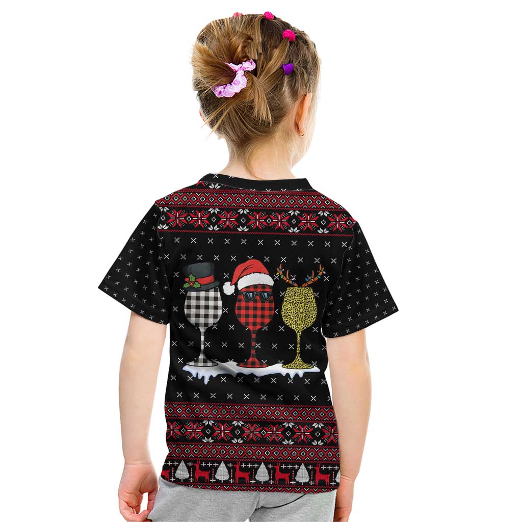 Santa Just Bring Wine Christmas Kid T Shirt Xmas Holiday Patterns - Wonder Print Shop