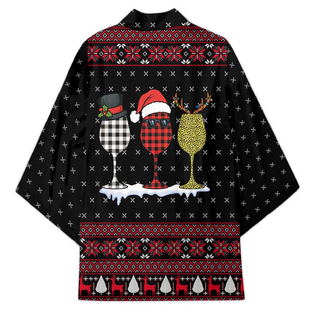 Santa Just Bring Wine Christmas Kimono Xmas Holiday Patterns - Wonder Print Shop