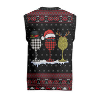 Santa Just Bring Wine Christmas Knitted V-Neck Vest Xmas Holiday Patterns - Wonder Print Shop