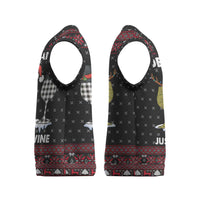 Santa Just Bring Wine Christmas Knitted V-Neck Vest Xmas Holiday Patterns - Wonder Print Shop