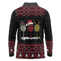 Santa Just Bring Wine Christmas Long Sleeve Polo Shirt Xmas Holiday Patterns - Wonder Print Shop