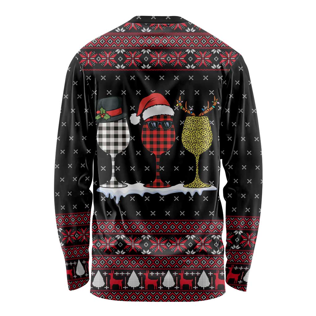 Santa Just Bring Wine Christmas Long Sleeve Shirt Xmas Holiday Patterns - Wonder Print Shop
