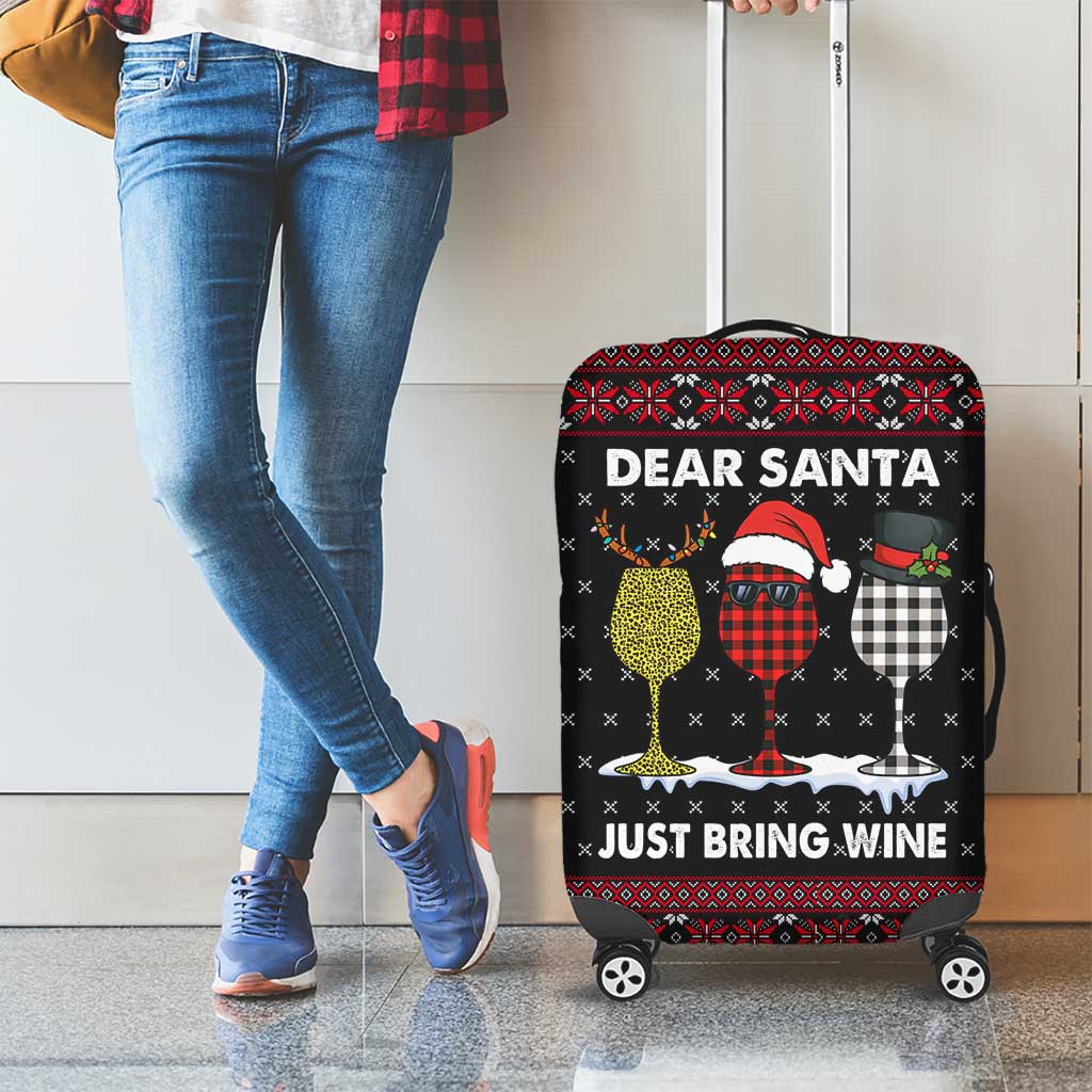 Santa Just Bring Wine Christmas Luggage Cover Xmas Holiday Patterns - Wonder Print Shop