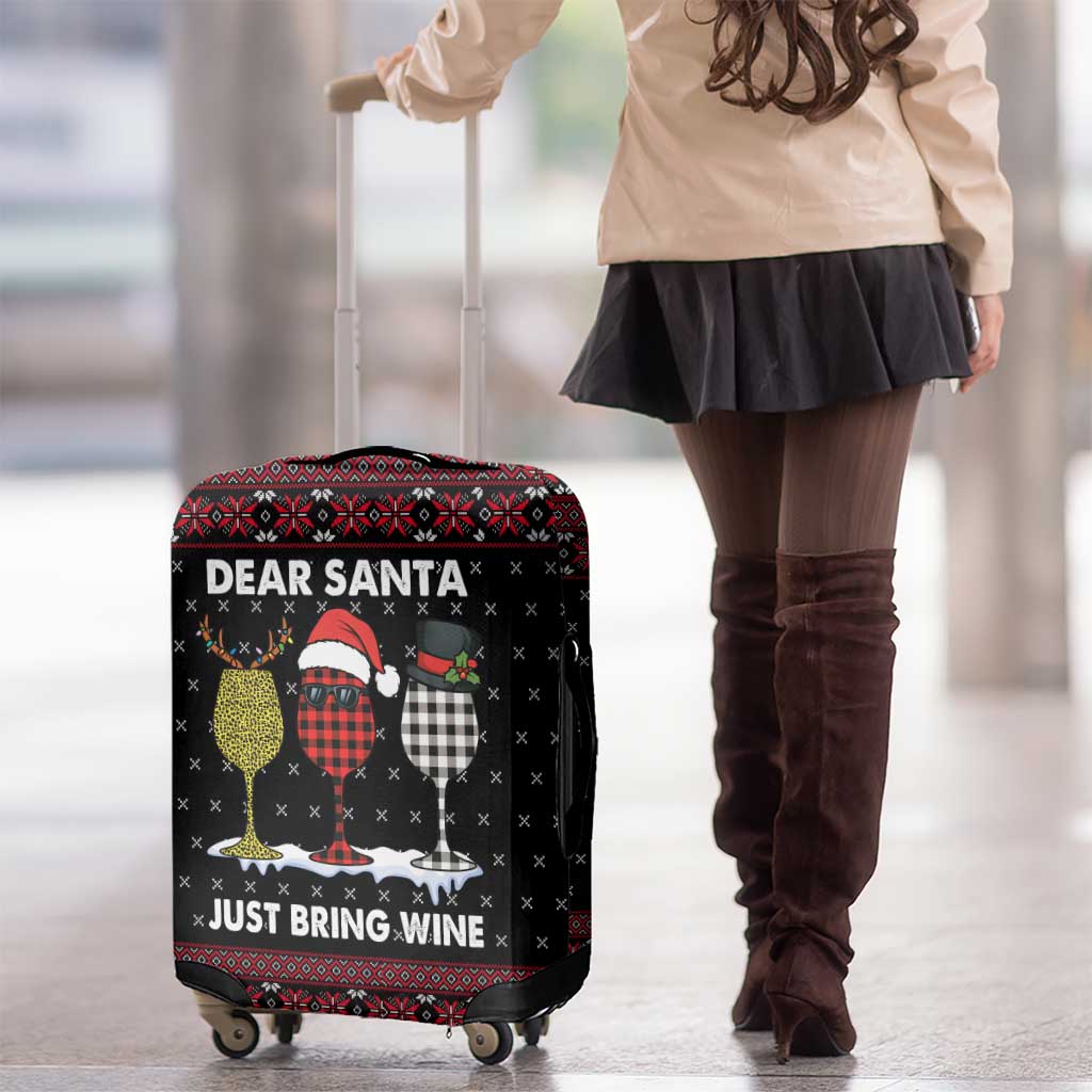 Santa Just Bring Wine Christmas Luggage Cover Xmas Holiday Patterns - Wonder Print Shop