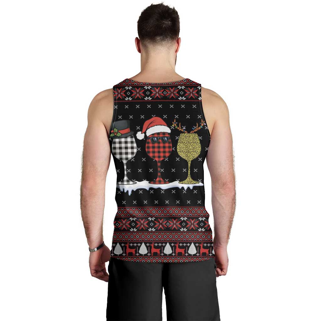 Santa Just Bring Wine Christmas Men Tank Top Xmas Holiday Patterns - Wonder Print Shop