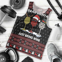 Santa Just Bring Wine Christmas Men Tank Top Xmas Holiday Patterns - Wonder Print Shop