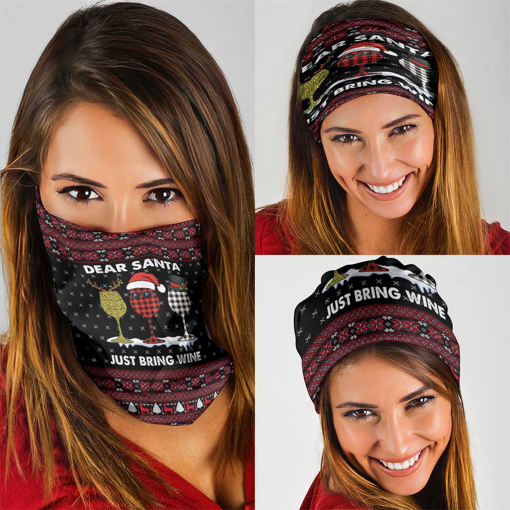 Santa Just Bring Wine Christmas Neck Gaiter Xmas Holiday Patterns - Wonder Print Shop