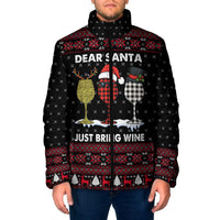 Santa Just Bring Wine Christmas Padded Jacket Xmas Holiday Patterns - Wonder Print Shop