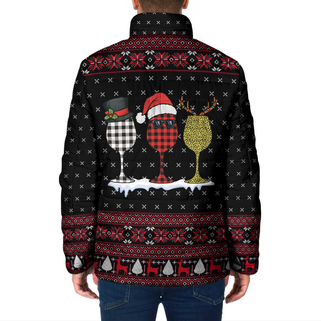 Santa Just Bring Wine Christmas Padded Jacket Xmas Holiday Patterns - Wonder Print Shop