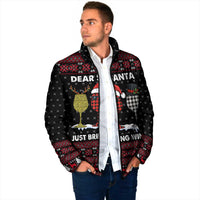 Santa Just Bring Wine Christmas Padded Jacket Xmas Holiday Patterns - Wonder Print Shop