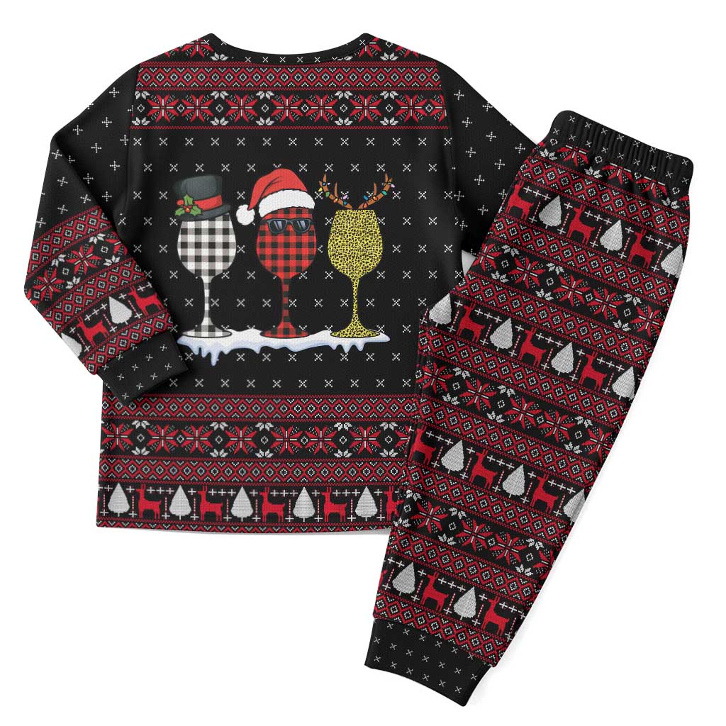 Santa Just Bring Wine Christmas Pajama Set Xmas Holiday Patterns - Wonder Print Shop