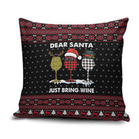 Santa Just Bring Wine Christmas Pillow Cover Xmas Holiday Patterns - Wonder Print Shop