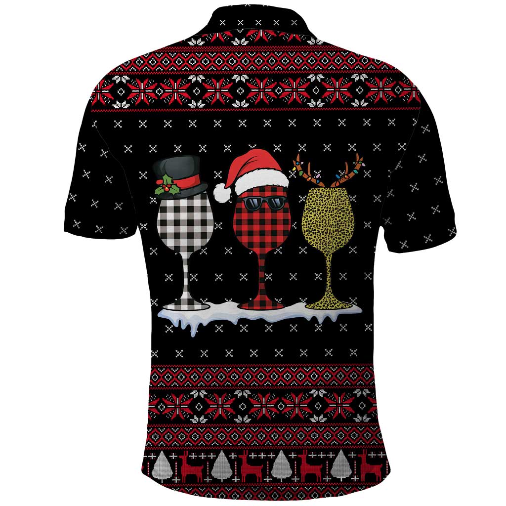 Santa Just Bring Wine Christmas Polo Shirt Xmas Holiday Patterns - Wonder Print Shop