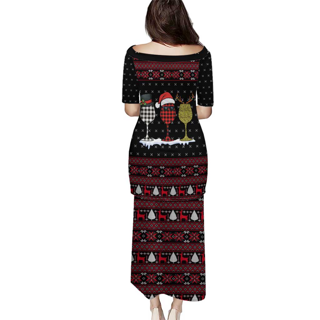 Santa Just Bring Wine Christmas Puletasi Xmas Holiday Patterns - Wonder Print Shop