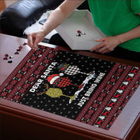 Santa Just Bring Wine Christmas Puzzle Xmas Holiday Patterns - Wonder Print Shop