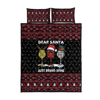 Santa Just Bring Wine Christmas Quilt Bed Set Xmas Holiday Patterns - Wonder Print Shop