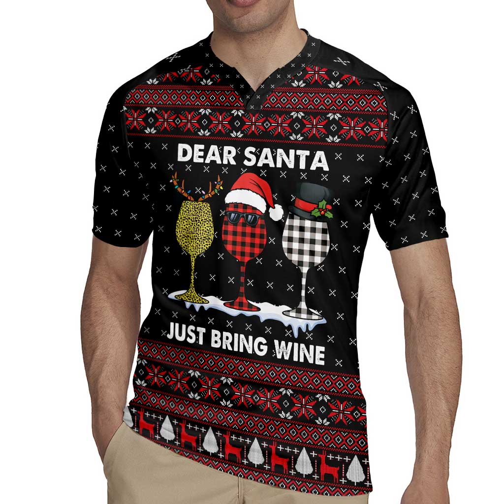 Santa Just Bring Wine Christmas Rugby Jersey Xmas Holiday Patterns - Wonder Print Shop