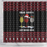 Santa Just Bring Wine Christmas Shower Curtain Xmas Holiday Patterns - Wonder Print Shop