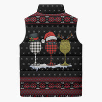 Santa Just Bring Wine Christmas Sleeveless Puffer Jacket Xmas Holiday Patterns - Wonder Print Shop