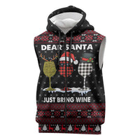 Santa Just Bring Wine Christmas Sleeveless Zip Hoodie Xmas Holiday Patterns - Wonder Print Shop