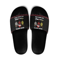 Santa Just Bring Wine Christmas Slide Sandals Xmas Holiday Patterns - Wonder Print Shop
