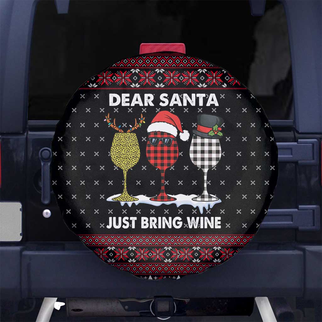 Santa Just Bring Wine Christmas Spare Tire Cover Xmas Holiday Patterns - Wonder Print Shop
