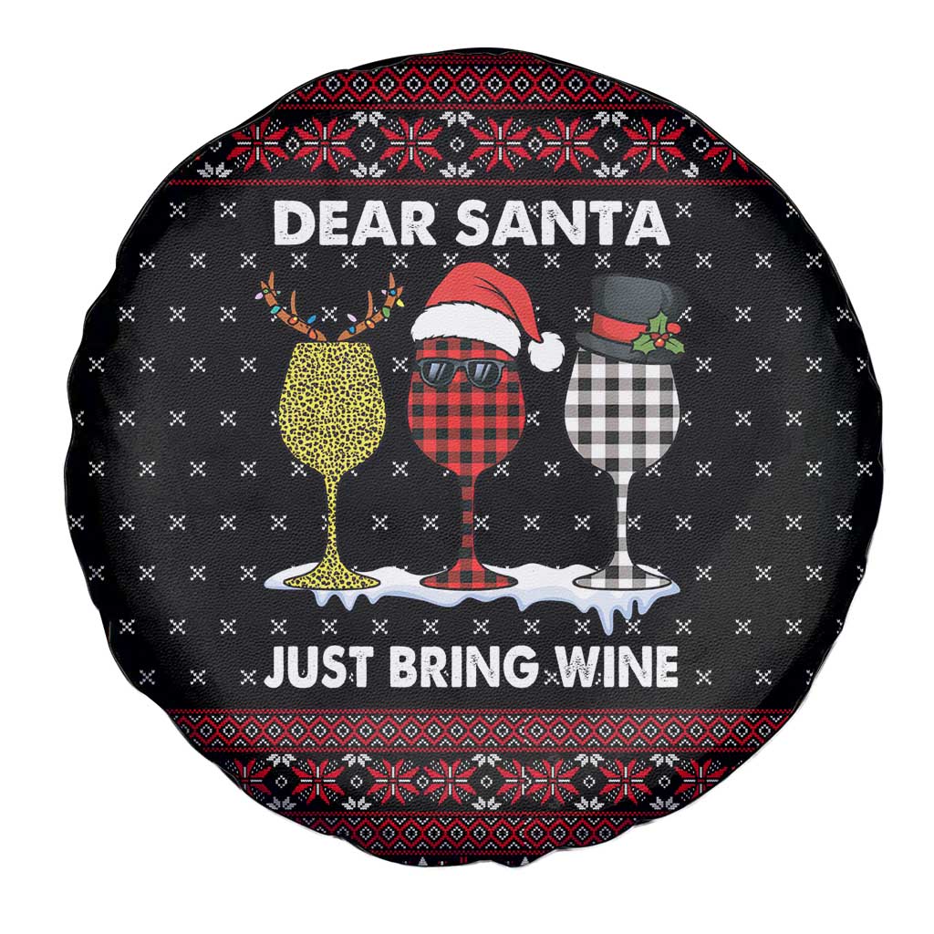 Santa Just Bring Wine Christmas Spare Tire Cover Xmas Holiday Patterns - Wonder Print Shop
